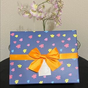 Floral Gift Box with Orange Bow